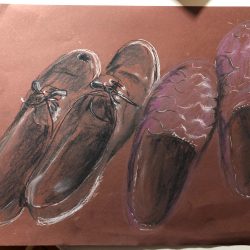 Helen-Ryan-9-Son_S-Shoes-In-Hall---Coloured-Charcoal-Pencil-On-Coloured--Paper