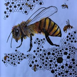 Nodee-Mekhola-7.-_Bees-In-The-Hive_.-Ink-And-Coloured-Pencils_